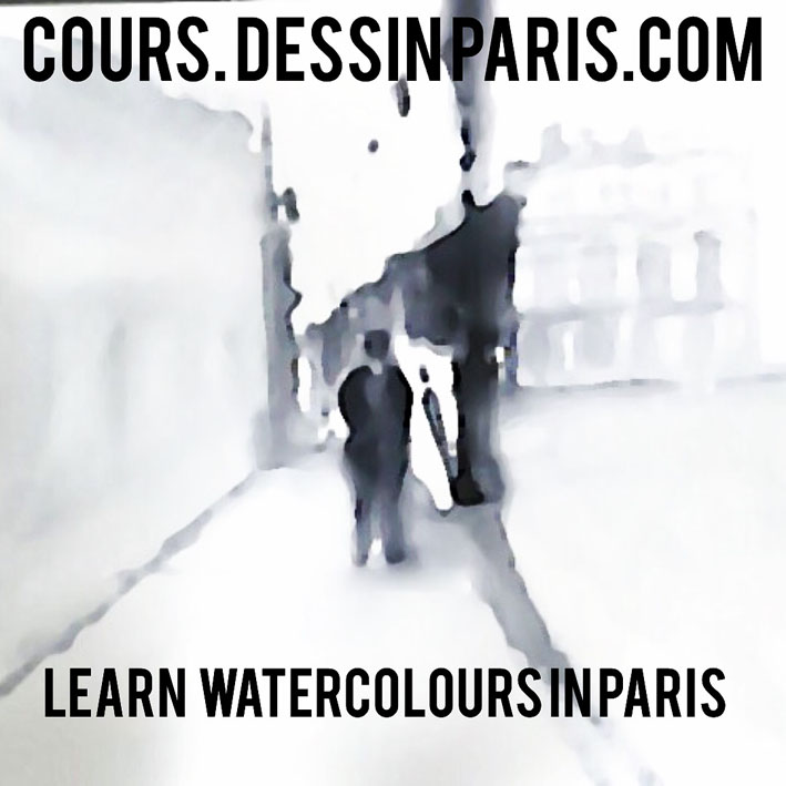 Cours Stages aquarelle Dessin à Paris. Rue de Rivoli