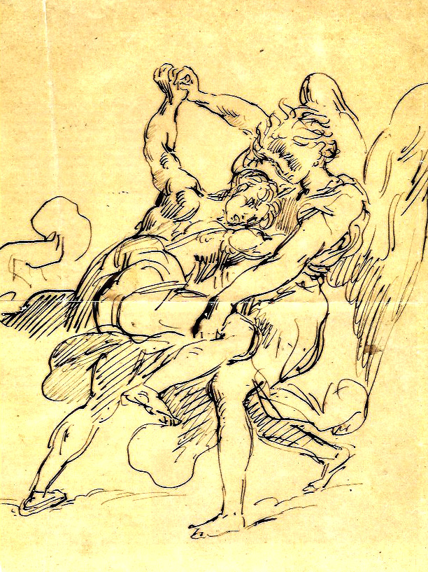 Ce dessin d'Eugène Delacroix a été présenté lors d'une exposition au Louvre. Il est réalisé à la plume sépia